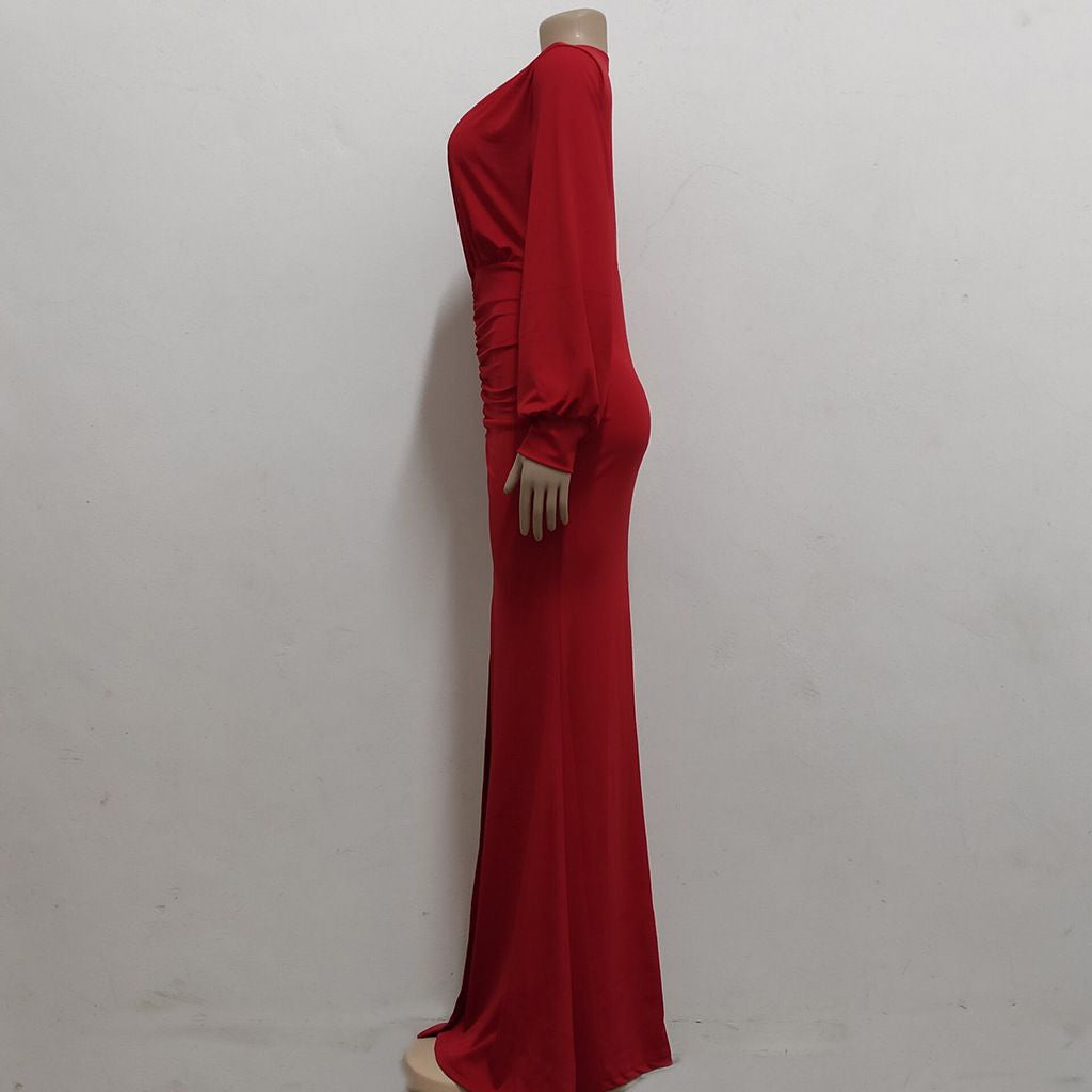 Elegant Slit Evening Mermaid Dress(Red)