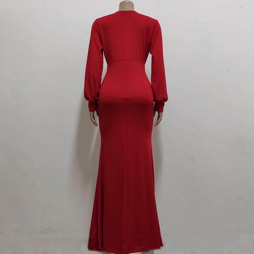 Elegant Slit Evening Mermaid Dress(Red)